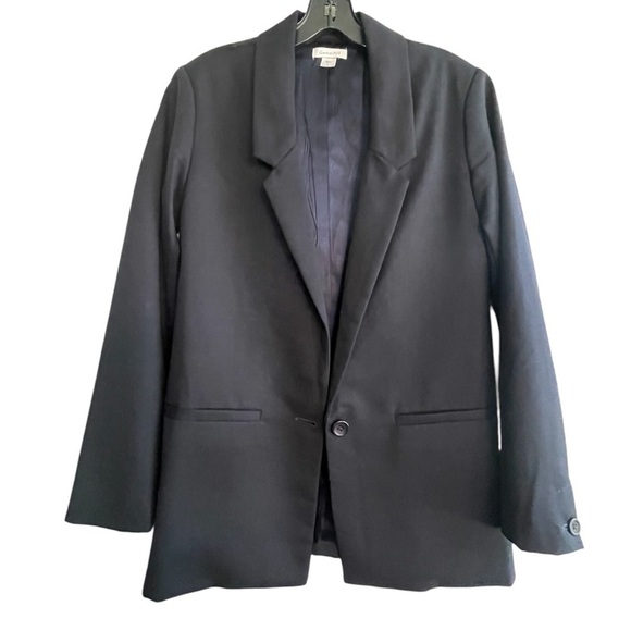 Garnet Hill Blue 100% Wool One button Blazer Jacket NWOT size 0 Oversized - Picture 8 of 8